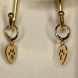 Small gold hoops with paws